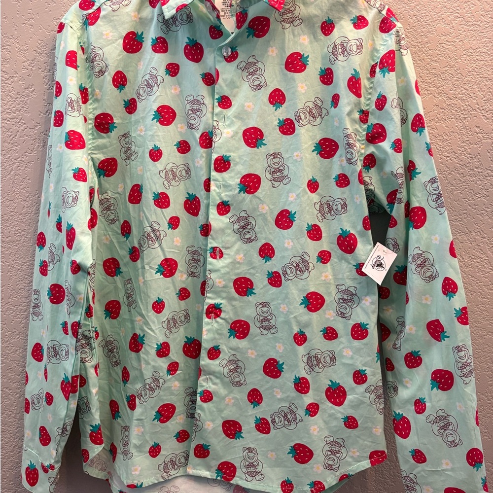 Disney Pixar Lotso Mint Green Shirt with Strawberry and Bear Unisex NWT